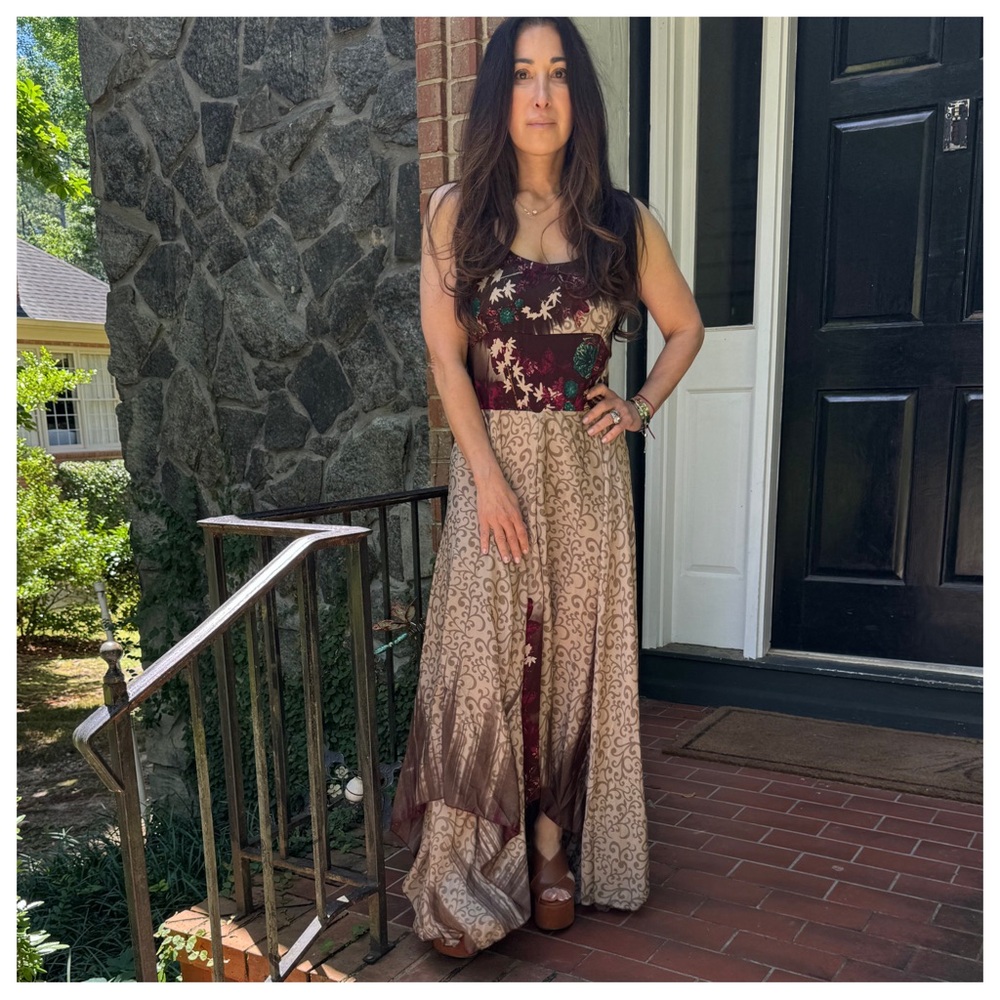 Beautiful Silk Blend One of a Kind Sleeveless Maxi Dress - Picture 4 of 5